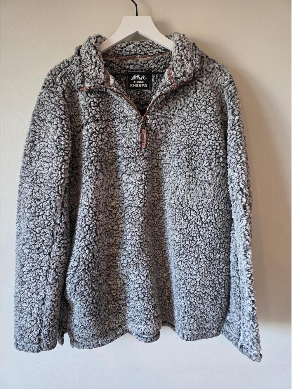 Alpine Sherpa Gray Sherpa Fleece Pullover XL